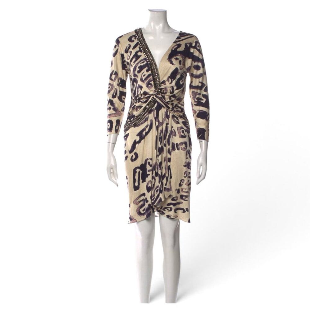 Emilio Pucci Multicolor Sequin Embellished Silk Knee-Length Dress L sz